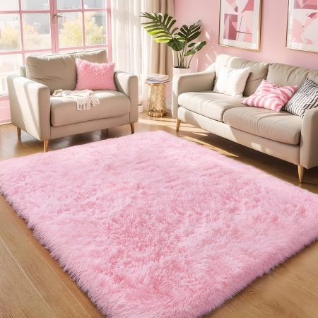 Girl Pink Washable Plush Children's Room Rug